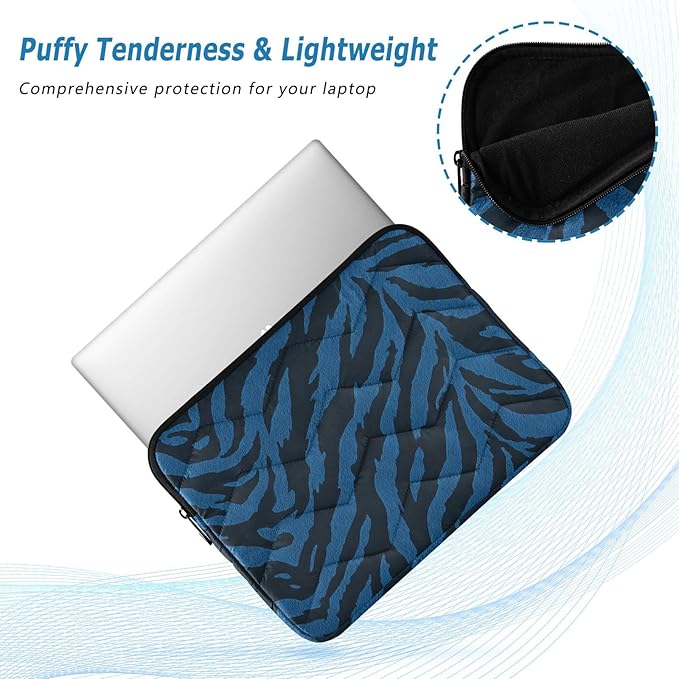 Laptop Case Sleeve, Black Blue Tiger Print Wild Animal Shockproof Protective Computer Carrying Cover, Briefcase Handbags 15-16 inch Laptop Sleeve Bag