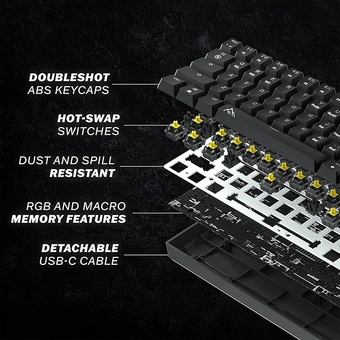 One - Hot-Swappable 60% Mechanical Keyboard with Extra Colorful Keycaps, RGB Lights, Spill Proof, Optical Switches (Gateron Blue)