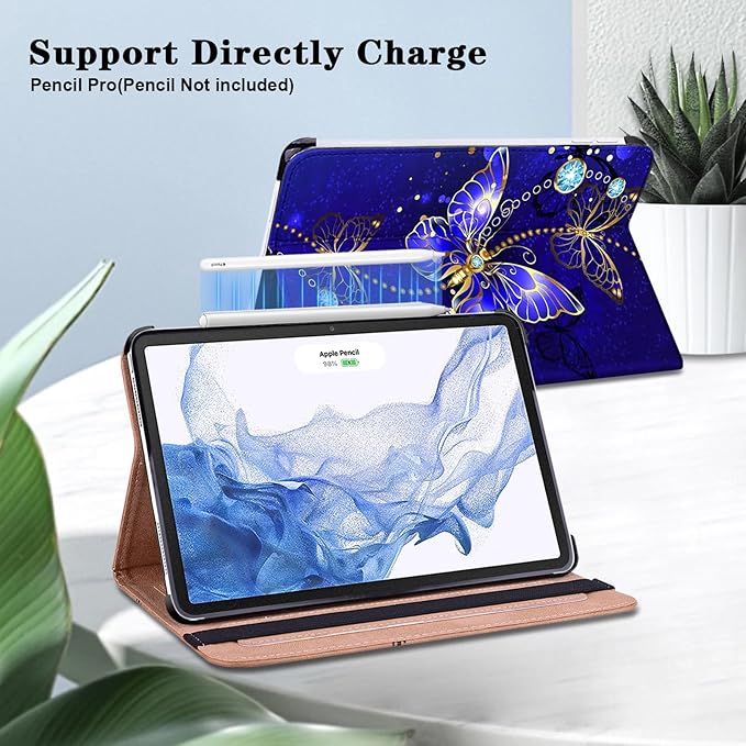 Case for iPad Air 11 Inch M4/M3/M2 (2026/2025/2024),iPad Air 5th/4th Generation Case 10.9 Inch 2022/2020, PU Leather Stand Shockproof Cover with Card Slots - Diamond Butterfly