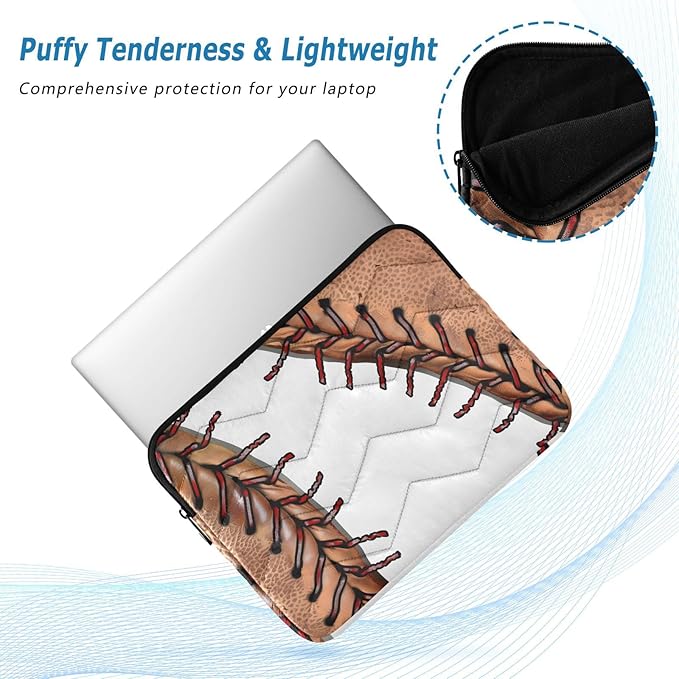 Baseball Laptop Case Sleeve, Retro Baseball Pattern Shockproof Protective Computer Carrying Cover, Briefcase Handbags 13-13.3inch Laptop Sleeve Bag
