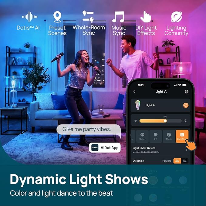 Linkind Matter Smart Bulbs, ST19/ST58 E26 Led Bulb Compatible with Alexa, Smart Light Bulbs, WiFi Bulbs, RGBTW Color Changing Light Bulb, 2.4Ghz WiFi Bulb, 850 LM 1 Pack