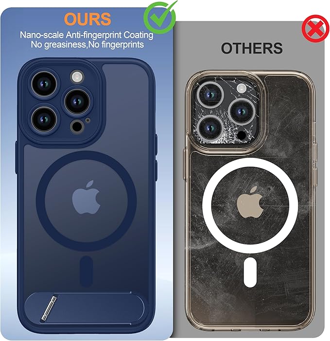 Magnetic Compatible with iPhone 13 Pro Case, [Built-in Kickstand][Full Camera Protection][Compatible with MagSafe][Anti-Fingerprint] Shockproof Phone Case for iPhone 13 Pro 6.1",Blue