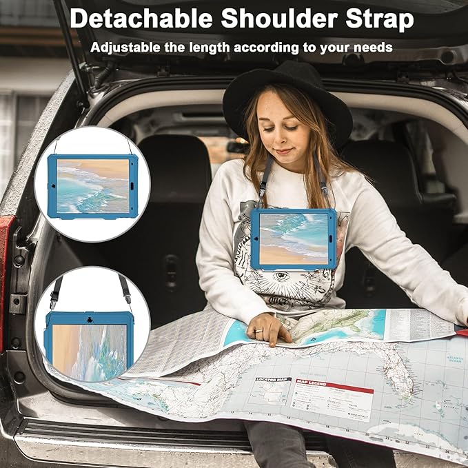ShellBox Case iPad 10.2 9th /8th/7th Generation Waterproof Case, Full-Body Heavy Duty Shockproof Protective Cover Built-in Screen Protector with Shoulder Strap for iPad 10.2 2024-2019