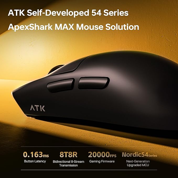 ATK Blazing Sky X1 V2 Wireless Gaming Mouse, 54g Lightweight, PAW3950Ultra Sensor, Nordic 54L20 MCU, Optical Switches, New GEM 8K Dongle, Dual-Mode 2.4G/Wired (Extreme, Metallic Red)