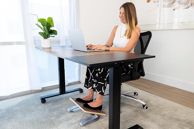 Under Desk Footrest for Active Sitting – Motion Rocking Foot Rest to Bounce & Fidget While You Work – Ergonomic Wooden Desk Foot Rest for Circulation & Focus – Hopper