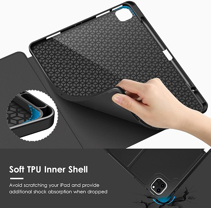VIKESI Case for iPad Pro 12.9 6th / 5th / 4th / 3rd Generation Case 2022/2021/2020/2018,Multiple Angles Magnetic Stand Cover,Shockproof Soft Back,Pencil Holder,and Auto Sleep/Wake,Black