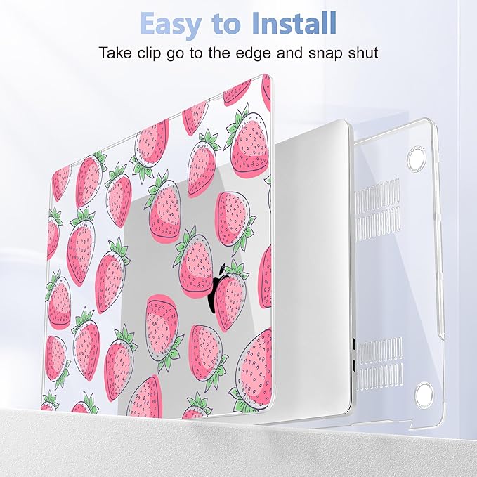 May Chen for MacBook Pro 16 inch A2141 2020 2019 Release, Screen Protector & Keyboard Cover Plastic Soft-Touch Case for MacBook Pro 16-inch with Touch Bar & Touch ID - Strawberry