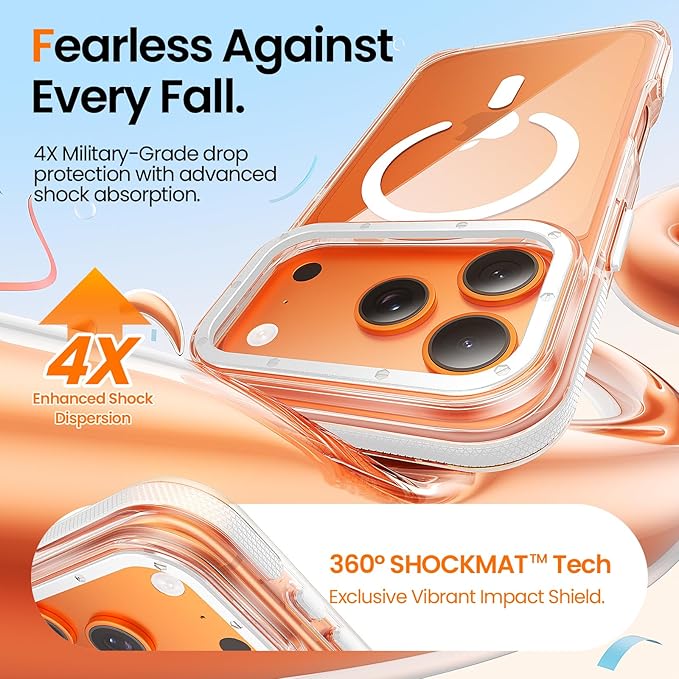 Strong Magnetic for iPhone 17 Pro Max case [10Ft Military-Grade Protection] Compatible with fit MagSafe Shockproof Slim Thin Cover case for iPhone 17 Pro Max 6.9 inch, Clear White