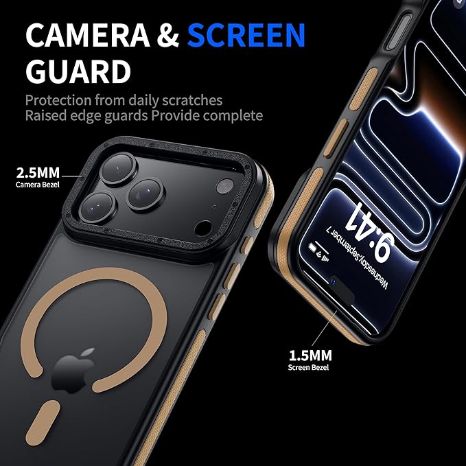 for iPhone 17 Pro Max case with Camera Lens Protector [10Ft Military-Grade Protection] Compatible with fit MagSafe Shockproof Phone case for iPhone 17 Pro max 6.9 inch, Desert Brown Bumper