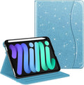 Fintie Folio Case for iPad Mini 7 (A17 Pro, 7th Generation) 2024 / iPad Mini 6 (6th Gen) 8.3 Inch, Multi-Angle Smart Stand Cover with Pencil Holder & Pocket, Auto Sleep/Wake, Glittering Blue