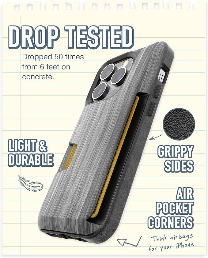 Smartish® iPhone 14 Pro Wallet Case - Wallet Slayer Vol. 1 [Slim + Protective] Credit Card Holder - Drop Tested Hidden Credit Card Slot Cover for Apple iPhone 14 Pro - Graspin' Aspen
