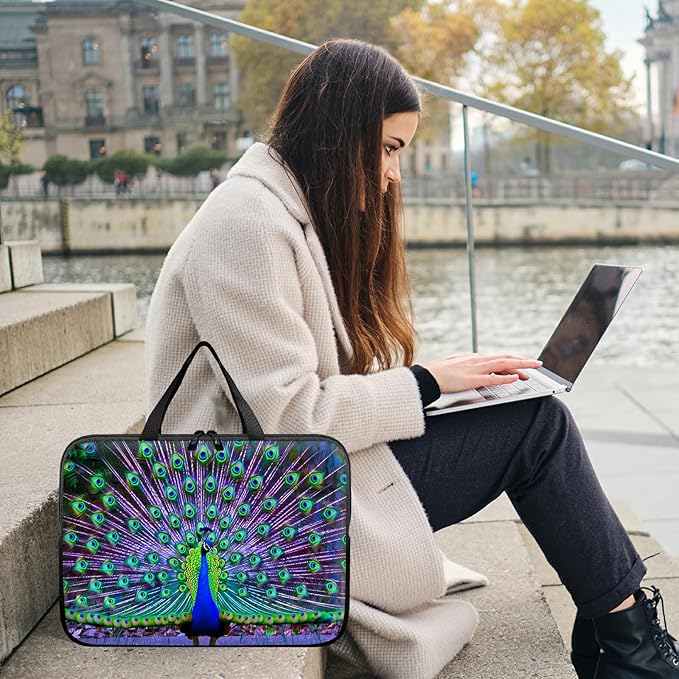 Universal Tablet Laptop Sleeve Case 10 inch, Peacock Slim Carrying Case Travel Laptop Bag Durable Handbag for 7 to 10-inch Laptops/Notebook/Kids Tablet/ipad/eBook Readers