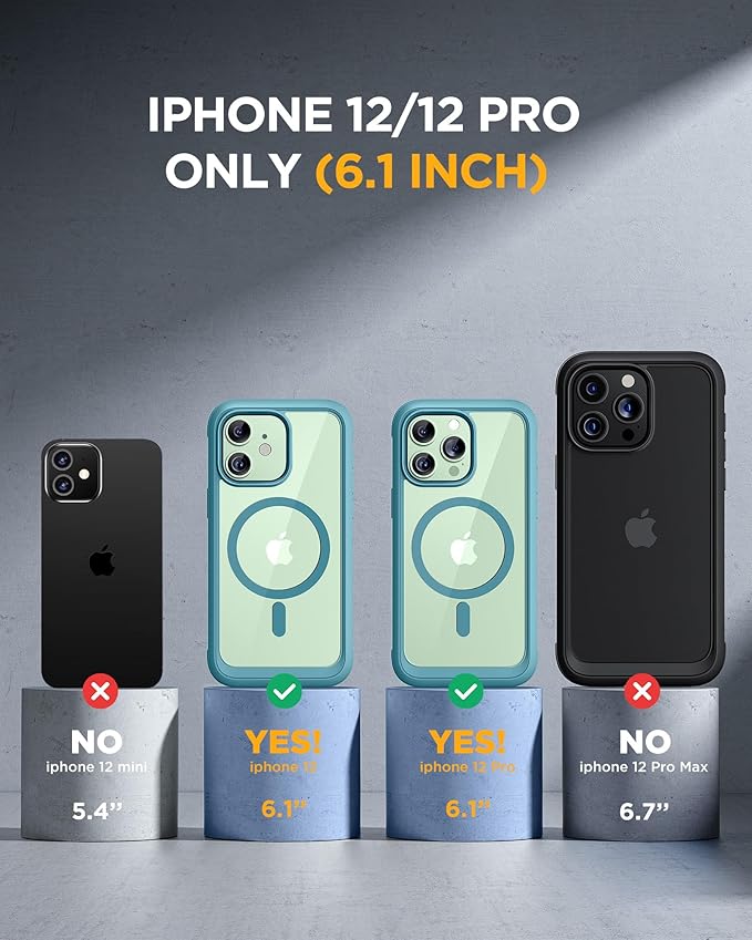 Miracase Glass Series Designed for iPhone 12/12 Pro 6.1 Inch, Upgrade Full-Body Magnetic Case with Built-in 9H Tempered Glass Screen Protector, with Camera Lens Protector, Magnetic Green