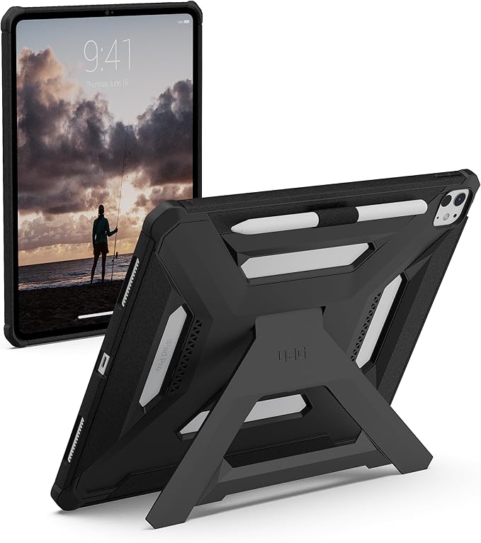 URBAN ARMOR GEAR UAG Designed for iPad Pro 13" 8th/7th Gen 2024-2025 M5/M4 Case A3360 A3361 A3362 - Rugged Protective Cover with Kickstand and Pencil Holder Scout Plus Black