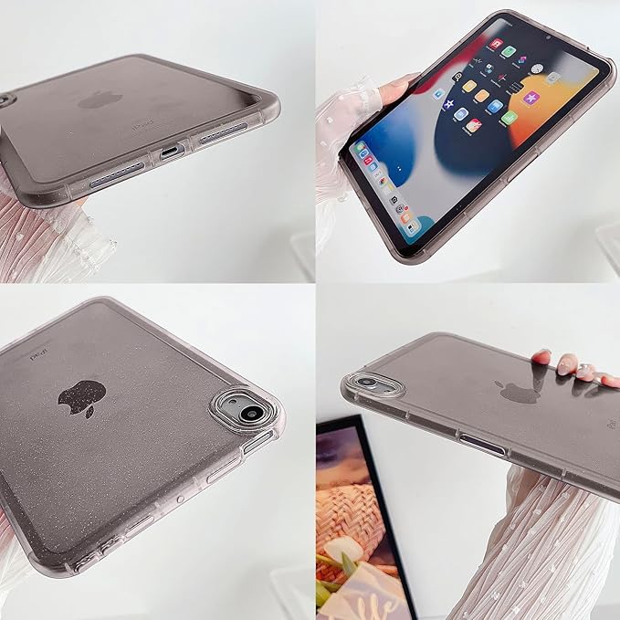 Case for iPad mini 7 (A17 Pro) 2024/ iPad mini 6 Case 2021,iPad mini 7th/6th Generation 8.3 inch, UUcovers Glitter Clear Soft TPU Back Shockproof Bling Sparkly Silicone Lightweight Thin Cover, Gray