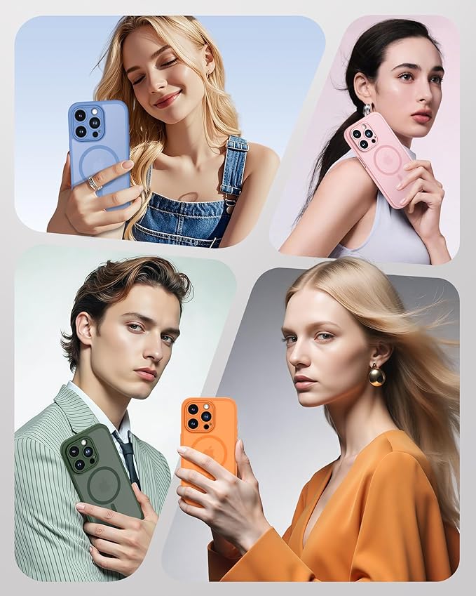 TOCOL for Phone 15 Pro Case, Compatible with Magsafe Charger, Full Camera Protection, Drop Protection, Translucent Matte Phone Case for iPhone 15 Pro 6.1 inch (Orange)