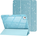 Case for iPad Air 13 Inch (M4/M3/M2, 2026/2025/2024) & iPad Pro 12.9 6/5th Gen (2022/2021), Glittering Sparkly Cover with Shiny Clear Back Shell, Trifold Stand Case with Pencil Holder, Blue