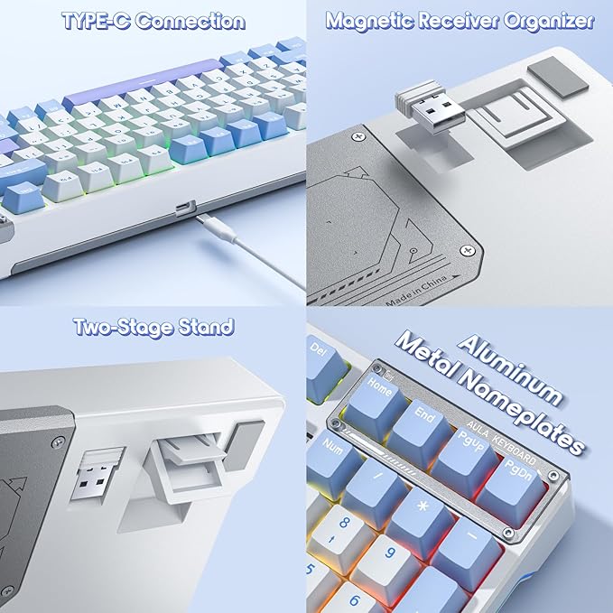 AULA Mechanical Keyboard, Wireless Gaming Keyboards 99 Keys Tri-Mode BT5.0/2.4GHz/USB-C Hot Swappable Custom Creamy Keyboard,RGB Backlit Computer Keyboards w/Pre-lubed Linear Switches Gasket Structure