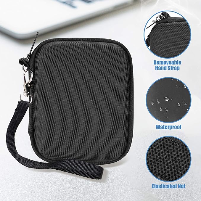 ProCase Hard Carrying Case Compatible for Samsung T7/ T7 Touch Portable SSD with 2 Cable Ties, Shockproof Travel Organizer for 500GB 1TB 2TB USB 3.2 External Solid State Drives -Black