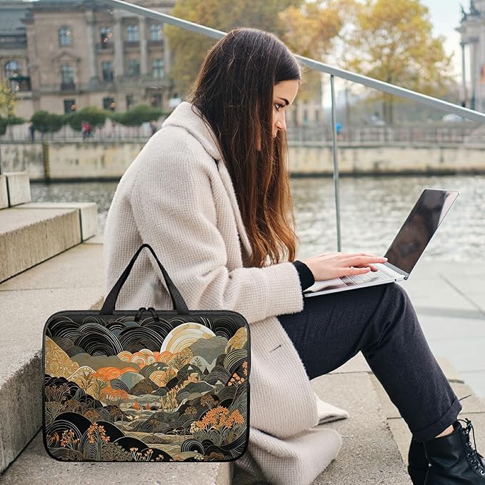 Laptop Sleeve Case Bag 15 inch, Japanese Abstract Art Slim Carrying Case Durable Handbag Travel Laptop Bag for 15 inch MacBook Air M3/M2/15 Pro/Surface Laptop 7/6/5/4/3/ Dell XPS 15 Plus