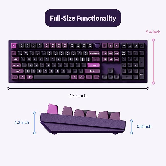 Keychron Q6 Pro Full-Size Wireless Bluetooth Mechanical Keyboard, Full Aluminum, Hot-Swappable Keychron Super Banana Switch, Launcher Programmable, NKRO Knob, KSA PBT Keycaps, Mac/Win/Linux - Purple