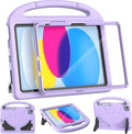 Kids Case for iPad A16 11th Gen 11-Inch 2025 & iPad 10th Generation (10.9" 2022), Durable Shockproof Fully-Body Cover with Screen Protector/Pencil Holder/Stand/Handle for Kids, Light Purple