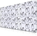 Gaming Mouse Pad White, Big Mouse Pads Office Desk Pad, XXL Mousepad Non-Slip Rubber Base Waterproof with Stitched Edges, 35.4 X 15.7 inch for Work/Game/Office/Home Little Penguin Isolated