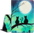 for Amazon Kindle Fire 7 (9th/7th/5th Generation, 2019/2017/2015 Release) 7" Tablet Case, Slim Kickstand Stand Leather Smart Cover with Auto Wake/Sleep, Sunflower Black Cat