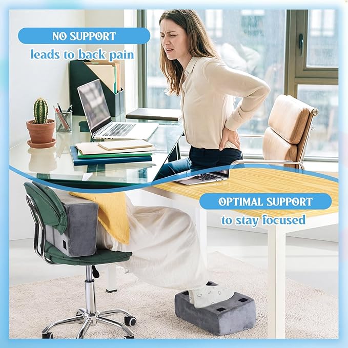 Novabright Foot Rest Under Desk, 3 Height Adjustable Ergonomic Foot Stool with Gel Textured Top and Cozy Pocket, Non-Slip Foam Footrest for Office Home Car(15" X 9" X 17.7",Parallel,Gray)