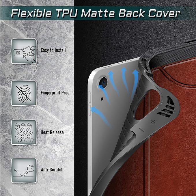 Fintie Magnetic Stand Case for iPad Air 11-inch M4/M3/M2 (2026/2025/2024), iPad Air 5th/4th Generation (2022/2020) 10.9 Inch - Multiple Angles Shockproof TPU Cover with Pencil Holder, Brown