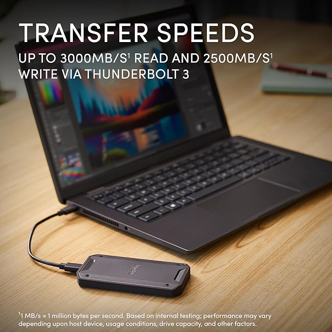 SANDISK Professional 1TB PRO-G40 SSD - Up to 3000MB/s, Thunderbolt 3 (40Gbps), USB-C (10Gbps), IP68 dust/Water Resistance, External Solid State Drive - SDPS31H-001T-GBCND