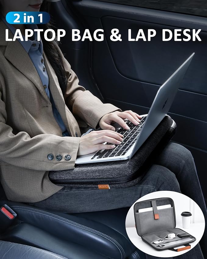 Hard Laptop Case 14 Inch for HP Dell Lenovo ASUS Acer - 2 in 1 Laptop Sleeve & Lap Desk with Stopper and Book Clip, Shockproof Waterproof 15.3 MackBook Air M3 M2 Case - Black