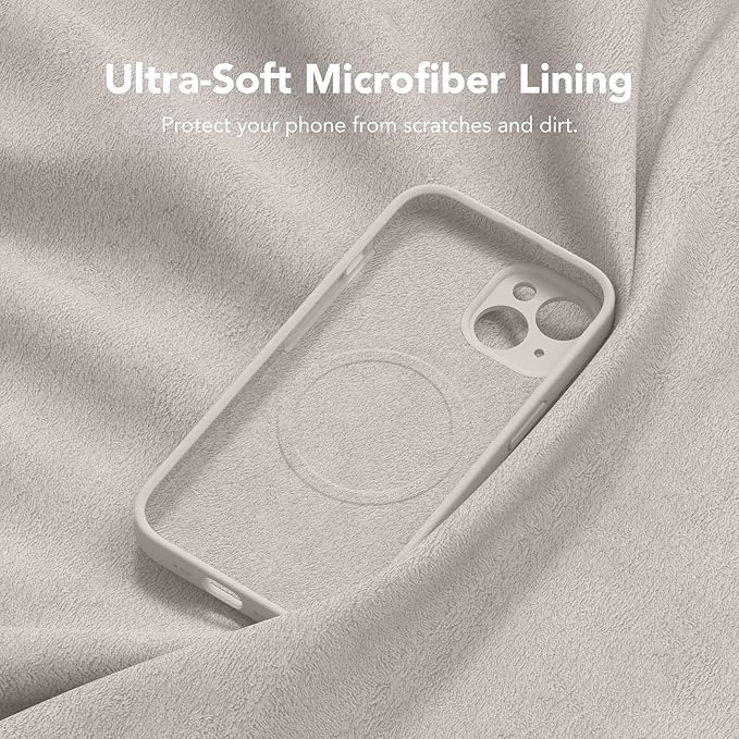 Magnetic for iPhone 14 Case, Compatible with MagSafe, [Full Camera Protection][Screen Protector] Silicone Shockproof Protective Phone Case for iPhone 14 6.1 inch, Stone
