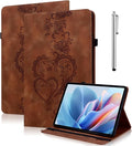 Case for iPad (A16) 11th Generation 11 Inch (2025), iPad 10th Generation 10.9 Inch (2022), Embossed PU Leather Case with Elastic Band, Pencil Holder & Card Slots - Brown