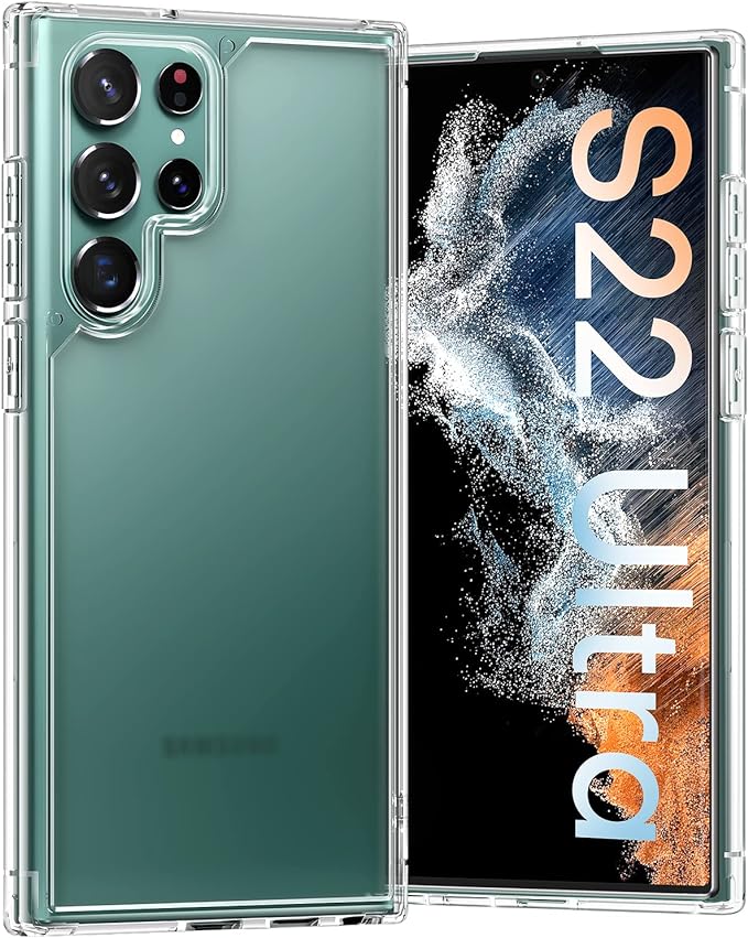 TOCOL for Samsung Galaxy S22 Ultra Case, Translucent Matte Hard Back [Military Grade Shockproof] [Anti-Scratch & Anti-Fingerprint] Slim Fit Protective Cover for Galaxy S22 Ultra Case 6.8'', Clear