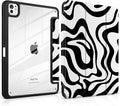 Case for iPad Pro 11 inch (M5) 2025 (M4) 2024 Release with Pencil Holder - Aesthetic Cute Preppy Design Trifold Cover with Soft TPU Bumper Clear Back Auto Sleep/Wake for Girls Women, Waves