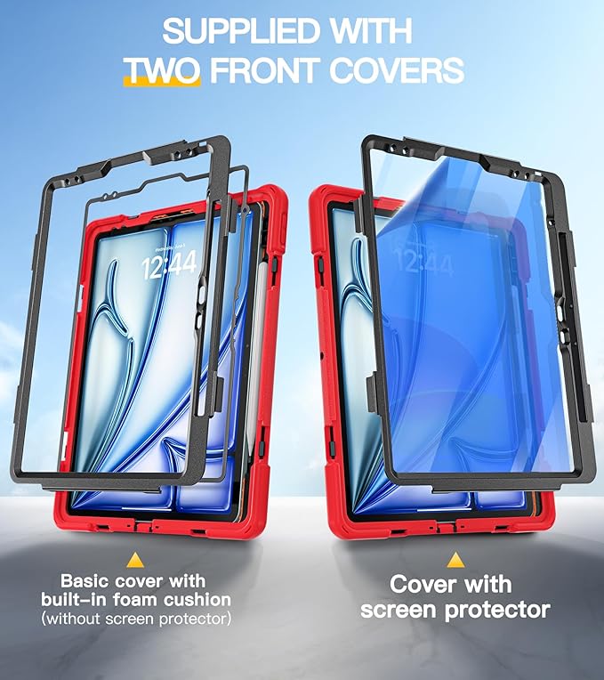 BRAECN Case for iPad Air 13 Inch 2026(M4)/2025(M3)/2024(M2) & iPad Pro 12.9''(2022/2021/2020/2018), Full-Body Protection Screen Protector Pencil Holder 360° Rotating Handle Kicktand Kids Friendly