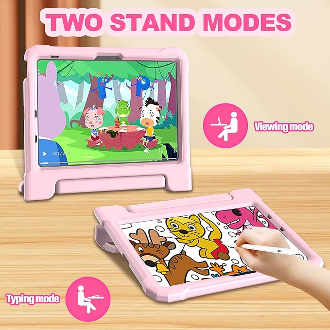 YIHE Kids Case for iPad (A16) 11th Generation 11 Inch 2025 & iPad 10th Generation 10.9 inch 2022, with Built-in Screen Protector and Handle Stand, Full Body Shockproof Protective Cover, LightPink