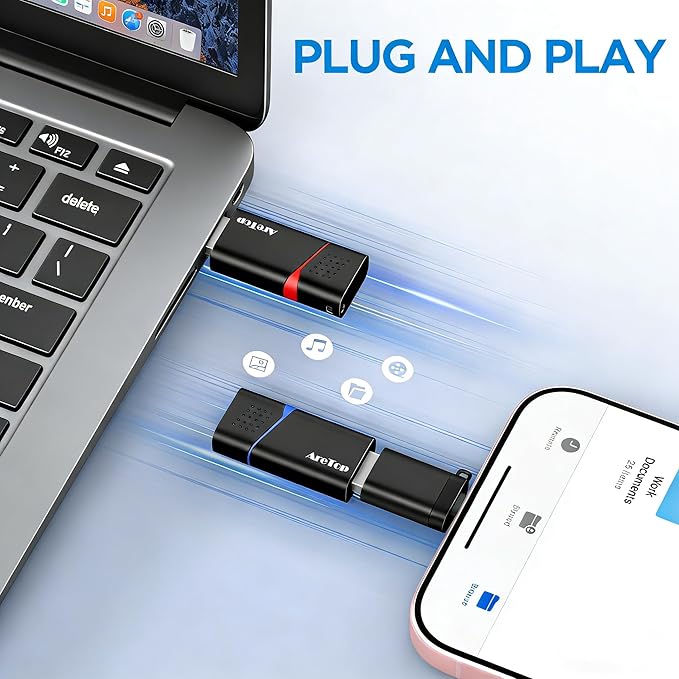 4GB Flash Drive 10 Pack with Type C Adapter, AreTop Retractable USB 2.0 Thumb Drive USB Drive for Date Storage, Multicolor Jump Drive with LED Indicator, 4GB 10 Pack (Red, Green, Blue, Purple, Yellow)
