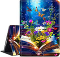 for Amazon Kindle Fire HD 10 & 10 Plus (13th/11th Generation, 2023/2021 Release) 10.1" Tablet Case, Slim Kickstand Stand Leather Smart Cover with Auto Wake/Sleep, Book Flower