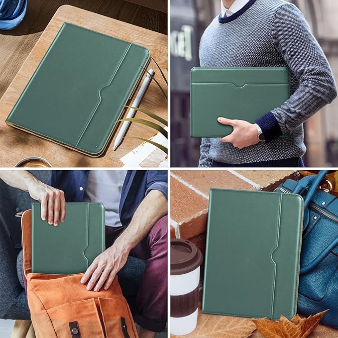 DTTO for iPad Pro 12.9 6th / 5th / 4th / 3rd Generation Case 2022/2021/2020/2018, Leather Folio Stand Cover with Built-in Apple Pencil Holder -Auto Wake/Sleep and Multi Viewing Angles, Pine Green