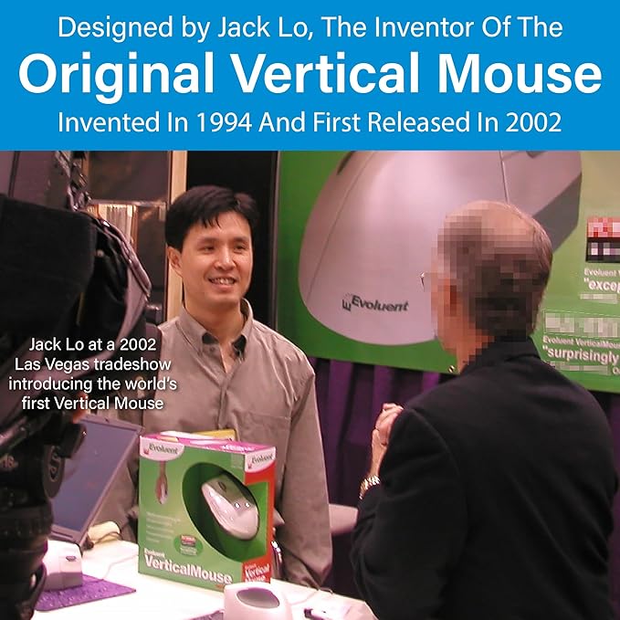Evoluent – World's Original Vertical Mouse, Wired Ergonomic Mouse for Right Hand, Medium to Large, Helps with Carpal Tunnel and Wrist Strain, Customizable 6 Buttons, 4 Speed Settings, Comfortable Grip