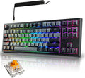 TECWARE Phantom+ Elite 87 Key RGB Mechanical Gaming Keyboard | 3 Mode Wireless Bluetooth 5.0 2.4GHz & USB C Wired | Hot Swappable 5 Pin | Double Shot PBT Keycaps | Wraith Orange Switch - Black