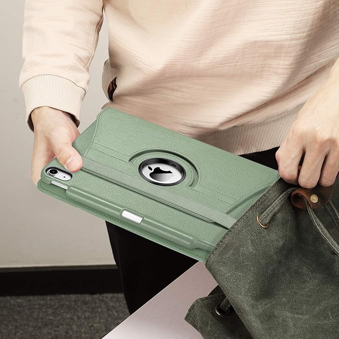Fintie Rotating Case for iPad Air 11-inch M4/M3/M2 (2026/2025/2024), iPad Air 5th (2022) / 4th Generation 10.9 Inch - 360 Degree Rotating Protective Stand Cover with Pencil Holder, Sage Green