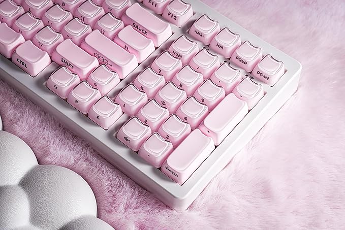 ZORNHER ZH980 Cat Mechanical Keyboard,95% Pink & White Gaming Keyboard with Number Pad,Creamy Keyboard,Cute Jelly Clear Ceramic Jade Keycaps,Girly Aesthetics Kitty Keyboard,Creamy Sounding Switches