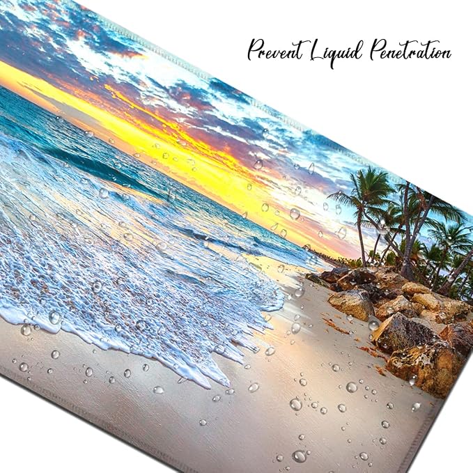 XXL Gaming Mouse Pad - Extended Size, Beach Ocean Design, Suitable for Work & Gaming