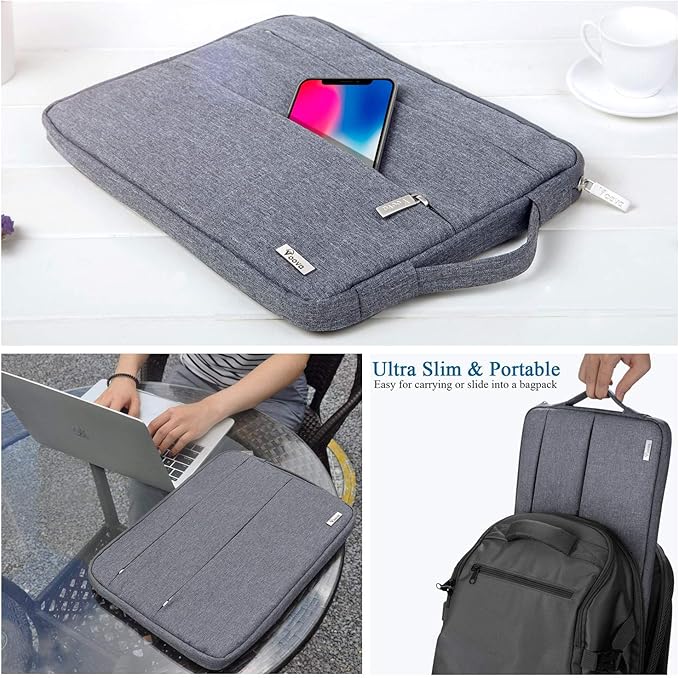 Voova Laptop Sleeve Carrying Case 15.6 16 Inch,Slim Computer Cover Bag Compatible with MacBook Pro 15/16, Dell xps 15,15-16 Inch HP Dell Asus Acer Laptop, Grey