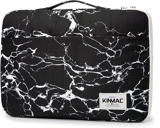 Kinmac 360° Heavy Duty Protective Laptop Sleeve Case Bag Cover with Handle for MacBook Air 13 inch,iPad Pro 13 inch and 13.3 inch HP,Dell,Lenovo,Asus,Acer Laptop (Black Marble)