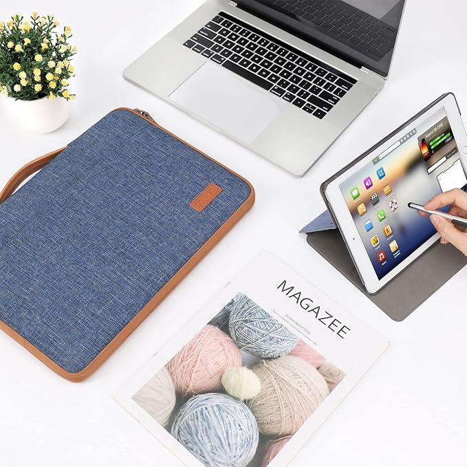 DOMISO Laptop Case Sleeve Protective Cover Compatible with MacBook Air 13 M4 M3 M2,MacBook Pro M2 M1,iPad Air/Pro,13 inch Dell,Lenovo, HP,Asus,Waterproof Computer Cases Bag with Handle,Blue