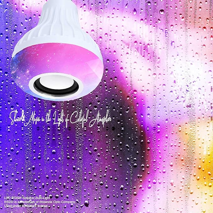 BSOD LED RGB+White Bulb Light Smart Bluetooth Music Audio Speaker Changing Color Lamp Shower Head with Remote for Living Room Bathroom